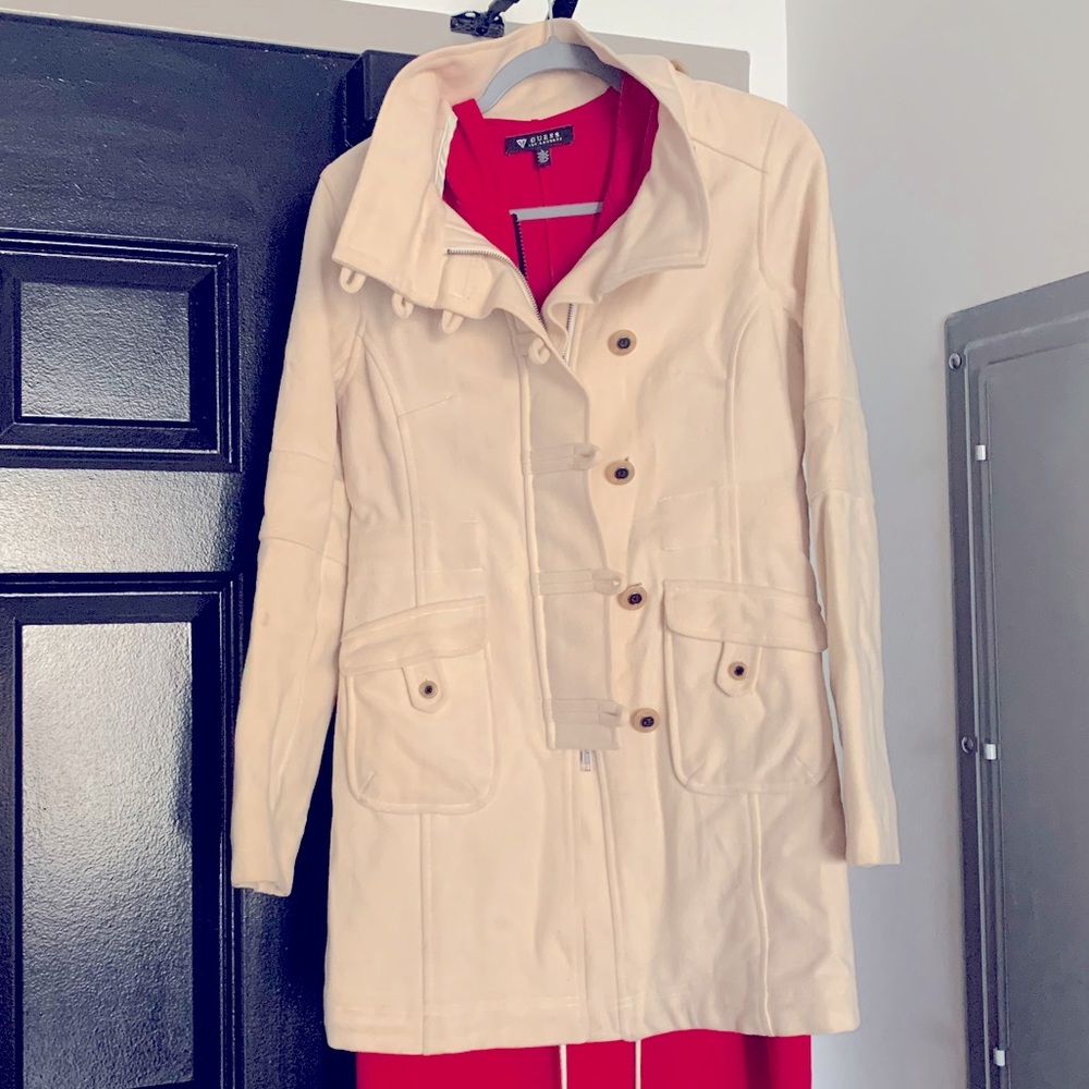 off white/ beige free people wool pea coat